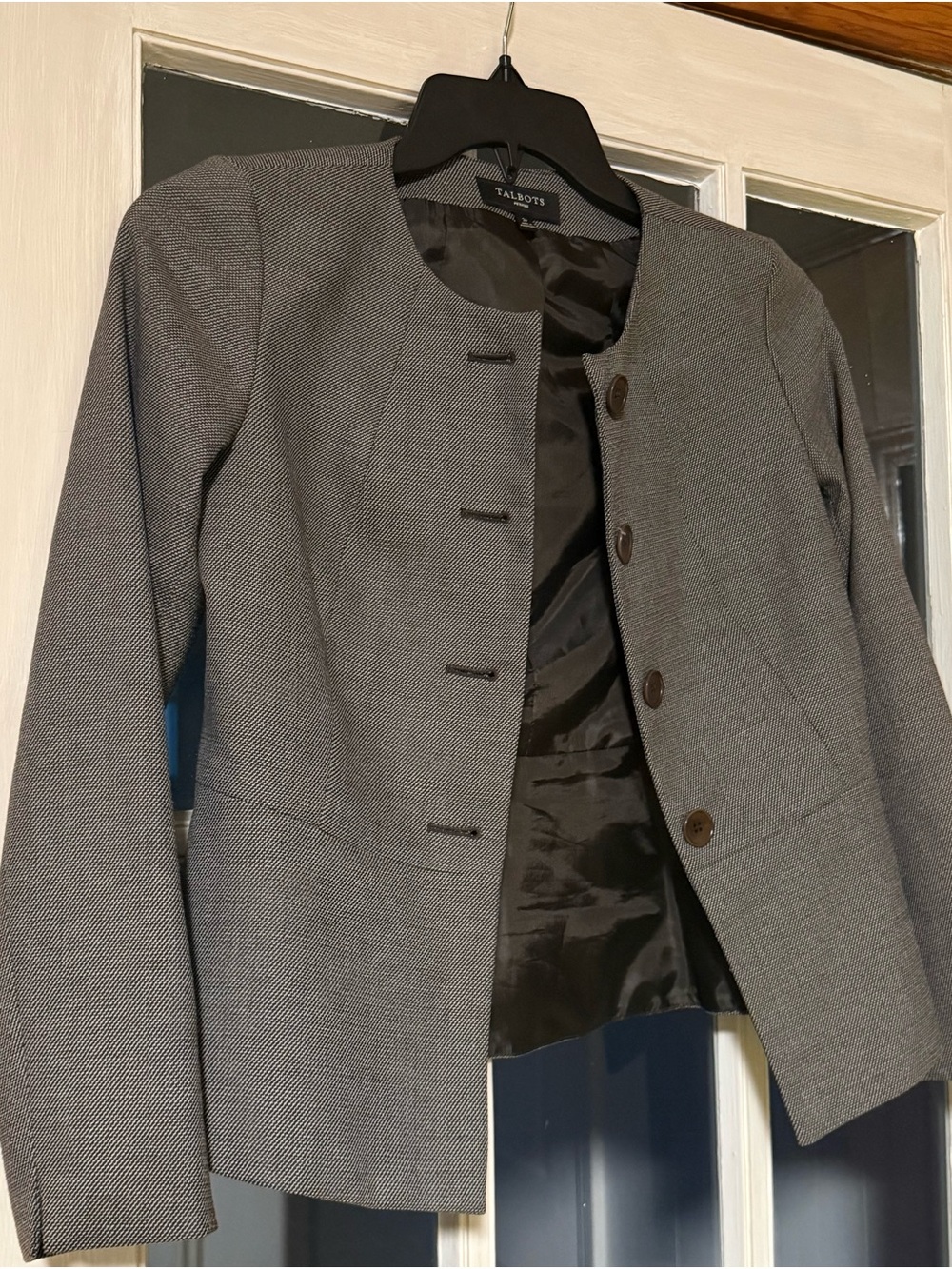Talbots Women's Gray Collarless Blazer